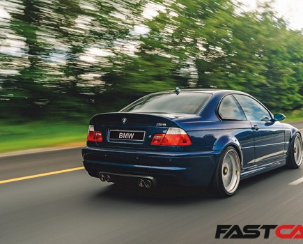Rear driving shot of tuned BMW E46 M3