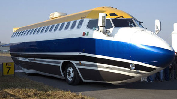 A unusual stretched limo made from an old airplane