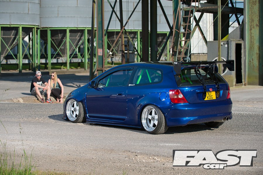The rear of a modified honda civic ep3 
