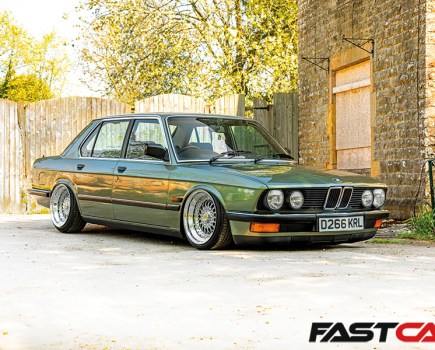 Front 3/4 shot of bagged BMW E28