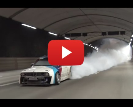 Boosted BMW V8 E30 smoking up Stockholm