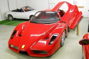 A Ferrari Enzo replica nearing completion.
