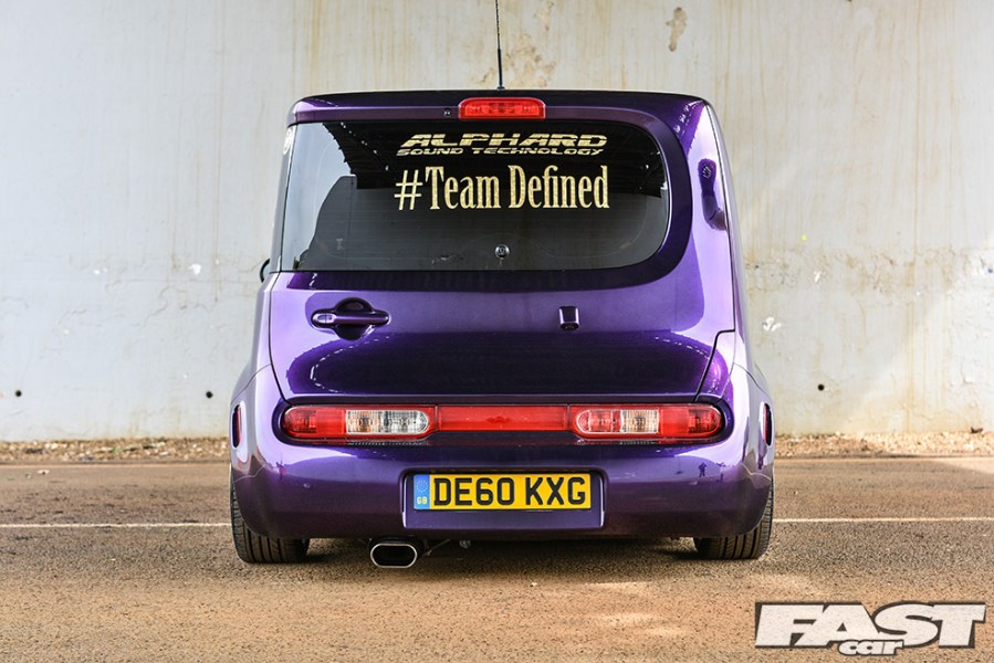 The rear end of a Modified Nissan Cube Z12