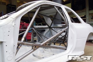 A welded-in roll cage.