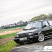 front 3/4 of modified VW Mk2 Golf