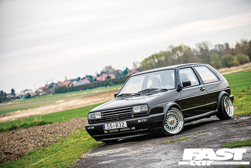 front 3/4 of modified VW Mk2 Golf