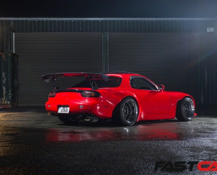 Rear 3/4 shot of F20C powered Mazda RX-7