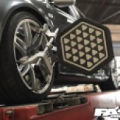 Audi RS4 B7 wheel alignment close-up