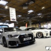 A display of modified cars at the Autosport International show.