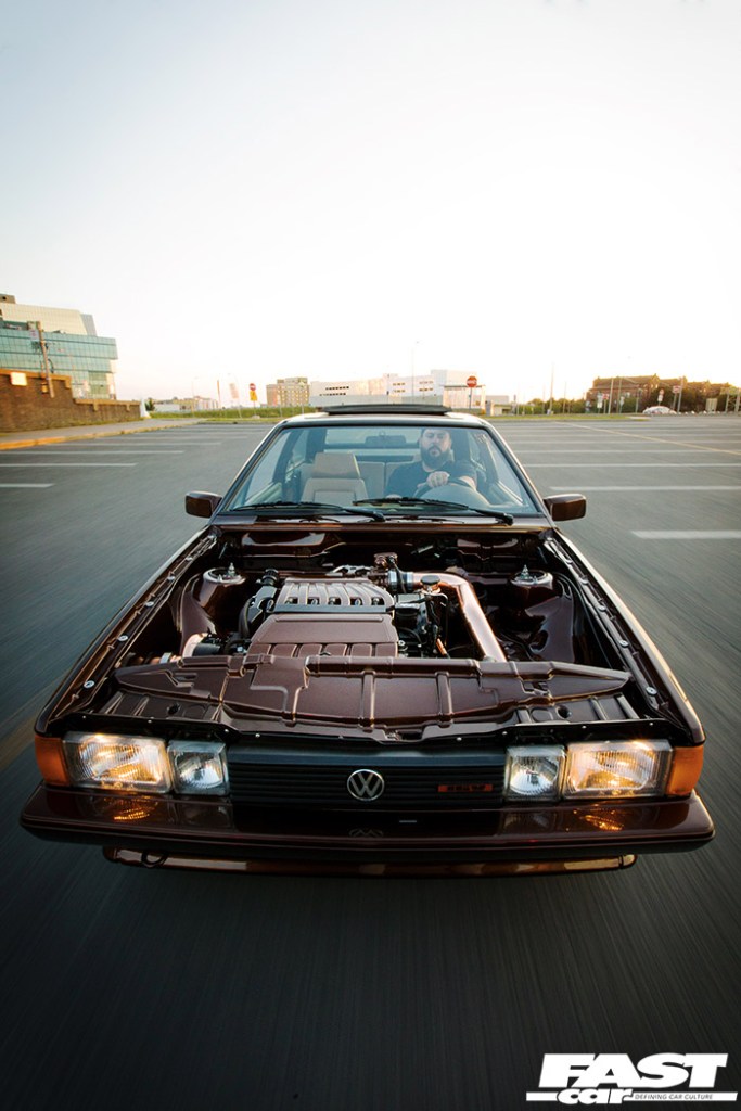 VR6 engine exposed on modified vw scirocco mk2