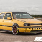 mk3 vw turbo golf yellow front-profile