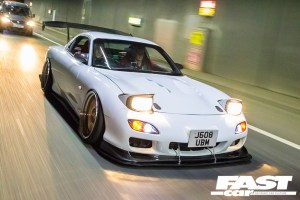 front driving shot of rx-7