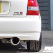 A close-up shot of the Civic's exhaust.