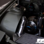 Close up of the left side of the Mazda RX 7 FC Japana engine
