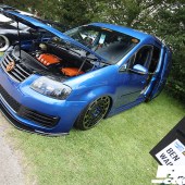 Blue VW with an open bonnet at the Forge Action Day 2019