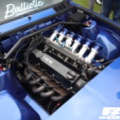 Close up of a bright blue BMW engine at the Forge Action Day 2019