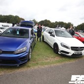 Blue VW next to a white Mercedes at the Forge Action Day 2019