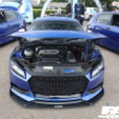 Open bonnet frontal shot of a blue Audi TT RS at the Forge Action Day 2019
