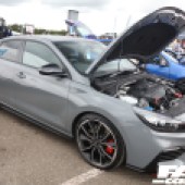 right side shot of a grey Hyundai i30 with the bonnet open at the Forge Action Day 2019