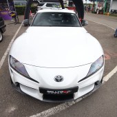 Frontal shot of a white Toyota Supra at the Forge Action Day 2019