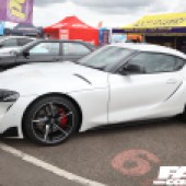 Left side shot of a white Toyota Supra at the Forge Action Day 2019