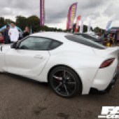 Left side of a white Toyota Supra at the Forge Action Day 2019