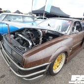 Brown 1992 VW with gold alloys at the Forge Action Day 2019