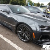 Right side shot of a dark grey Chevrolet Camaro ZL1 at the Forge Action Day 2019