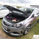 view of the purple and black engine of an Opel Corsa D at the Forge Action Day 2019