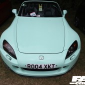 Close frontal shot of a mint green Honda S2000 at the Forge Action Day 2019