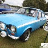Light blue and white Ford Escort at the Forge Action Day 2019