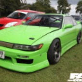 A neon green Nissan Silvia at the Forge Action Day 2019