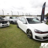 A white VW Golf MK7 next to a black flag at the Forge Action Day 2019