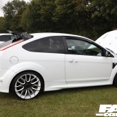 Right side shot of a white Ford Focus RS at the Forge Action Day 2019