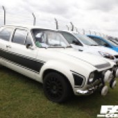 Black and white Ford Escort at the Forge Action Day 2019