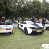 A row of three white cards including a McLaren 540C at the Forge Action Day 2019