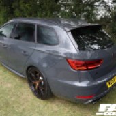 A dark grey CUPRA Leon Sports tourer at the Forge Action Day 2019