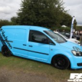 Pale blue VW Caddy van at the Forge Action Day 2019