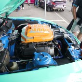 Side view of the engine from a mint green BMW Z4 GT3 at the Forge Action Day 2019