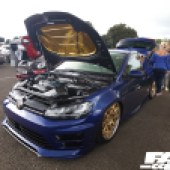 A blue VW Golf with gold details at the Forge Action Day 2019