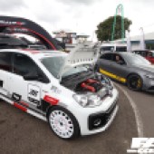 The right side of a white VW Up! GTI at the Forge Action Day 2019