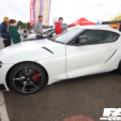The left side of a white Toyota Supra at the Forge Action Day 2019