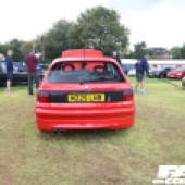 A rear view of a red Vauxhall Astra at the Forge Action Day 2019