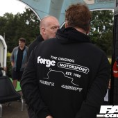 The back of a man wearing a Forge Motorsport black hoodie at the Forge Action Day 2019