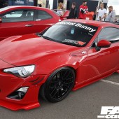 A front left side shot of a red Toyota 86 at the Forge Action Day 2019