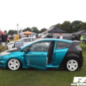 A left side view of a blue and black Ford Fiesta at the Forge Action Day 2019