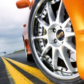 Toyota Supra JPS Motorsport Tires close-up