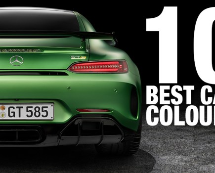 Cover image for the best car colours article with a bright green Mercedes