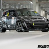Front 3/4 shot of tuned Ford Focus RS Mk1 track car