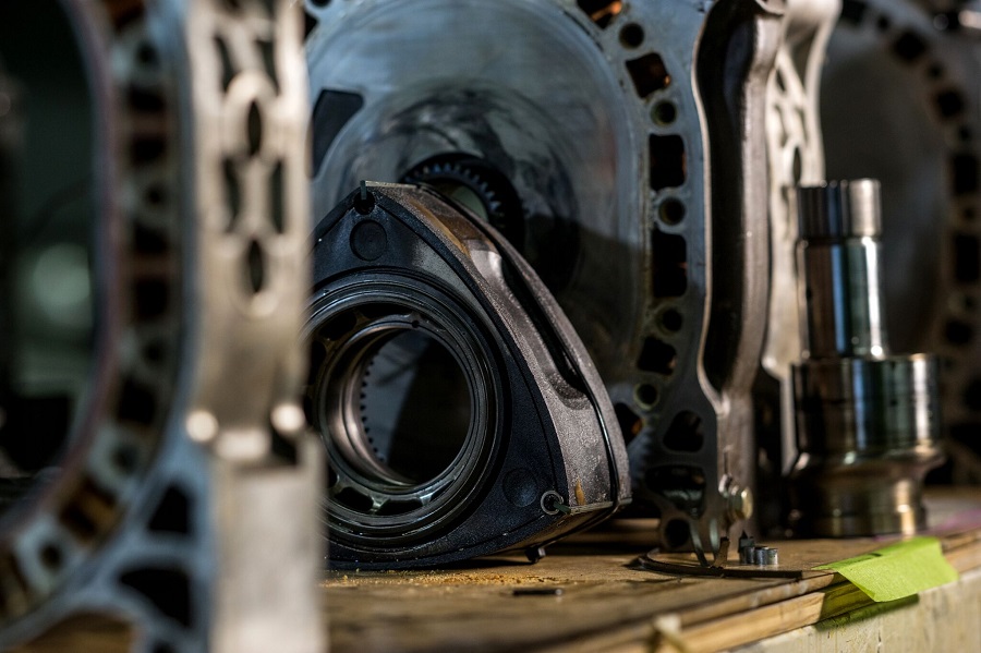 A rotary engine that's been taken apart.